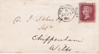 Qv Cover 1866 1d Penny Red Stamp Plate 76 Weymouth To Chippenham Wilts photo
