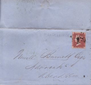 Qv Entire Wrapper 1857 1d Penny Red Stamp To Newell Burnett In Aberdeen photo