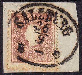 Austria 1858 10kr,  Type Ii,  Salzburg Canc. photo