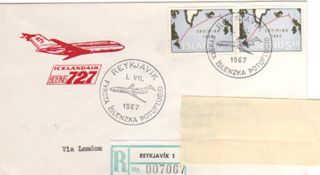 Iceland.  1967.  First Jet Flight,  Iceland - London.  Telep photo