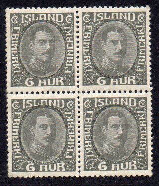 Iceland.  1932.  Chr.  X.  Unbroken Line.  6aur In Block Of Four.  Never Hinged. photo