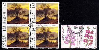 Norway.  1976.  90.  Painting Ii.  1.  25kr,  In Block Of Four.  Orchids I.  3.  20kr In Sx photo