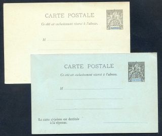 France (martinique) 1892 Postal Stationery Card 10c,  10c+10c H&g 6 & 7 photo