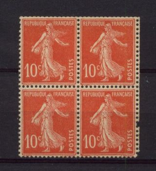 France 1919 Sg 333c 10c Sower Type Iii Block 4 Mnh+flaw photo