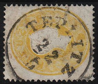 Austria 1861 2kr,  Yellow,  Stamp,  Teplitz Canc. photo