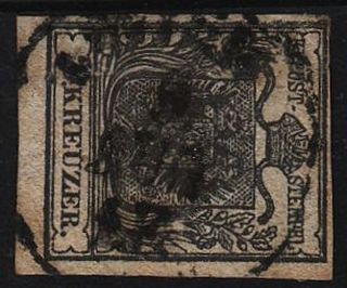 Austria 1850 2kr,  Greyishblack,  Stamp,  Hp,  Type I.  Wien Canc. photo
