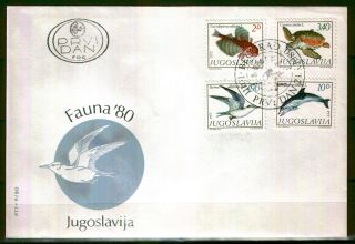 1836 - Yugoslavia 1980 - Sea Life - Birds - Fish - Fdc photo