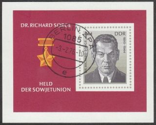 East Germany Ddr Gdr 1975 Cto Mini Sheet - Soviet Agent Dr Richard Sorge photo