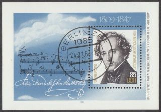 East Germany Ddr Gdr 1984 Cto Minisheet - Felix Mendelssohn Bartholdy photo