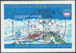 East Germany Ddr Gdr 1975 Cto Minisheet - Olympic Games Innsbruck Block 43 photo