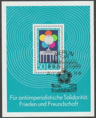 East Germany Ddr Gdr 1973 Cto Minisheet - World Youth Festival Block 38 photo