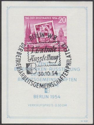 East Germany Ddr Gdr 1954 Cto Minisheet - Stamp Day Block 10 photo