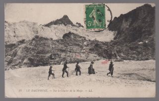 1916 France Rppc Postcard Cover To Usa Meije Glacier Mountain Climbing Judaica photo