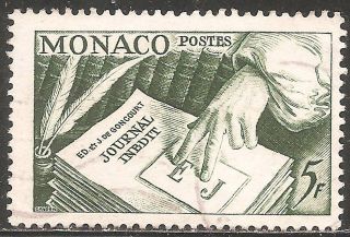 Monaco: 1953 Scott 301 - Books,  Pens,  Page - (5f Green) - photo