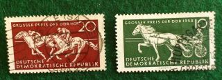 Germany.  Ddr.  1958.  Grand Prix Of The D.  D.  R.  Horse Show.  10 + 20 Pf. photo
