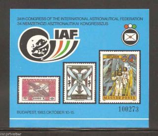 Hungary 1983 - Intl.  Astronautical Federation Iaf.  Commemorative Sheet. photo