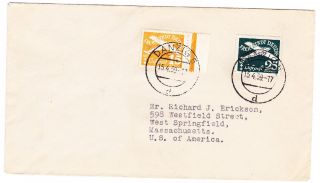 Germany/danzig: 1939 Airmail Cover To U.  S.  Scott C37 & C38 photo