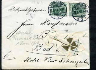 German Dr Cover Mi85ia Mef 4 Leaf Clover Taped W/ Selvage Potsdam 27.  5.  1913 photo
