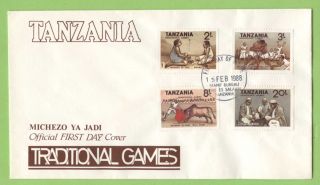 Tanzania 1988 Traditional Games Aet On First Day Cover photo