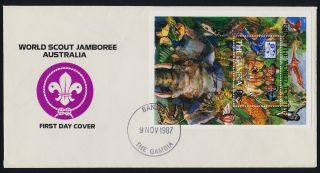 Gambia 708 On Fdc - Scouts,  Elephant,  Birds,  Insects,  Snake,  Crocodile photo