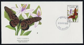 Gambia 836 On Fdc - Butterfly,  Flowers photo