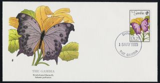 Gambia 839 On Fdc - Butterfly,  Flowers photo