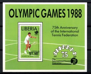 Liberia 1988 Sg Ms1702 Olympic Games,  Tennis M/s A32541 photo