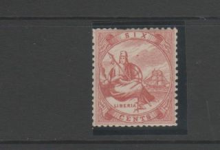 Liberia 1860 ' S 6c Red,  - Perf Faults photo
