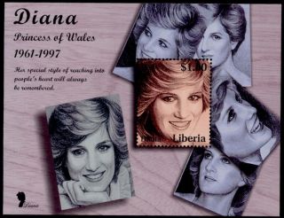 Liberia S/s Princess Diana,  Line Drawing photo