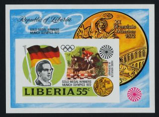 Liberia 622 Imperf Olympics,  Flag,  Horse,  Medal photo