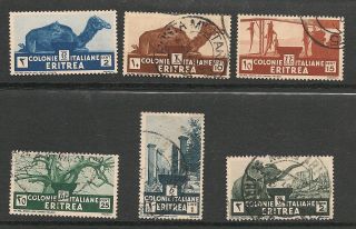 Eritrea 1934 Sc 158,  160 - 62,  164 - 65,  Hinged photo