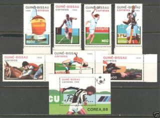 Sports World Soccer Cup ' 88 On Guinea Bissau 1988 Scott 719 - 726 photo