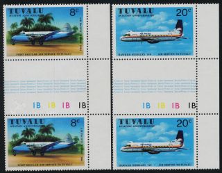Tuvalu 142 - 5 Gutter Pair Plate 1b Aircraft photo