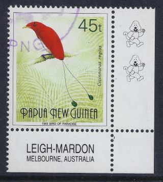 1991 - 93 Papua Guinea 45t Bird Of Paradise With 2 Kapuls & Imprint Fine photo