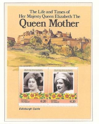 (70334) Tuvalu - Queen Mother Minisheet - Edinburgh Castle - U/m photo