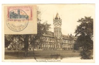 Zealand Otago 1948 Centennial Maxi Stamp Dunedin University Photo Postcard photo