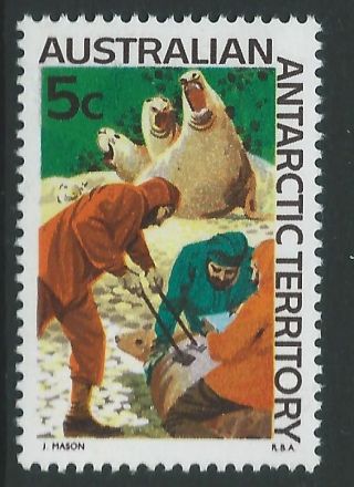 Australian Antarctic Terr Sg11 1968 5c Branding Elephant Seals photo