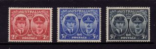 Australia 1945,  Sg 209,  210,  211,  Hrh Gloucester,  2 1/2d,  3 1/2d,  5 1/2d,  Mh photo