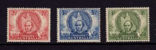 Australia 1946,  Sg 216,  217,  218,  Mitchell ' S Expl,  2 1/2d,  3 1/2d,  1sh,  Mh photo