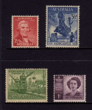 Australia 1947,  Sg 219,  220,  221,  222,  Newcastle & Hrh P.  Elizabeth,  Mh photo