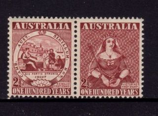 Australia 1950,  Sc 229a,  Sg 239a,  One Hundred Years,  2 1/2p Rose Brown,  Mlh photo
