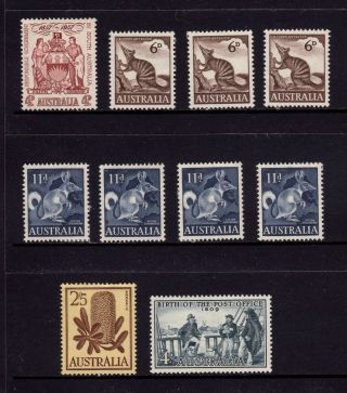 Australia 1957 - 1959,  Sg 296,  316,  319,  325,  331,  Banksia,  Post Office,  Mh photo