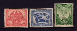 Australia 1946,  Sg 213,  214,  215,  Peace,  2 1/2d,  3 1/2d,  5 1/2d,  Muh photo