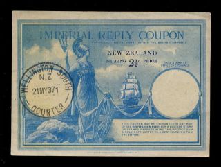 Zealand 1937 Imperial Reply Coupon 2 1/2d photo