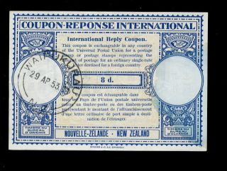 Zealand 1953 Reply Coupon 8d. . .  Waipukurau photo