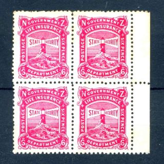 Zealand 1913 6d Carmine - Pink Life Insurance Sg L31 Blk 4 Cv£152++ photo