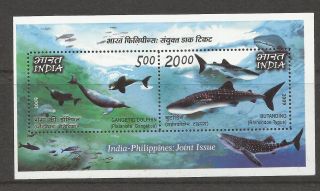 Stamp India 2009 India Philippines Issue Ganga River And Dolphin Mini Sheet photo