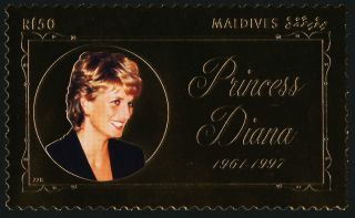 Maldives 2331 Gold Foil,  Princess Diana photo