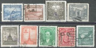 Philippines,  1931,  O6; 1947,  504 - 509; 1948,  527,  + Documentary Stamp, photo