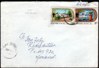 Dominica 1974 Qeii 8c & 12c On Surface Mail Cover To Montserrat photo